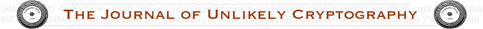The Journal of Unlikely Cryptography banner