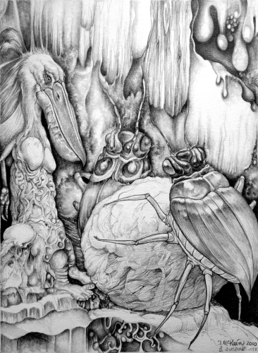 Scarab Temple of Divine, an Exquisite Corpse Collaboratipon by Bernard Dumaine & Janelle McKain
